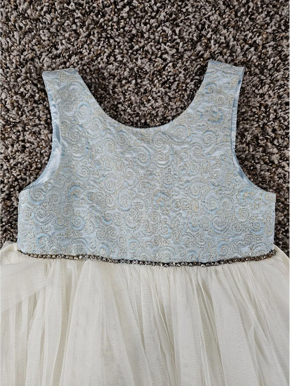 American Princess Sleeveless Tulle Dress Blue Lace Bodice Girls Size 5 Wedding